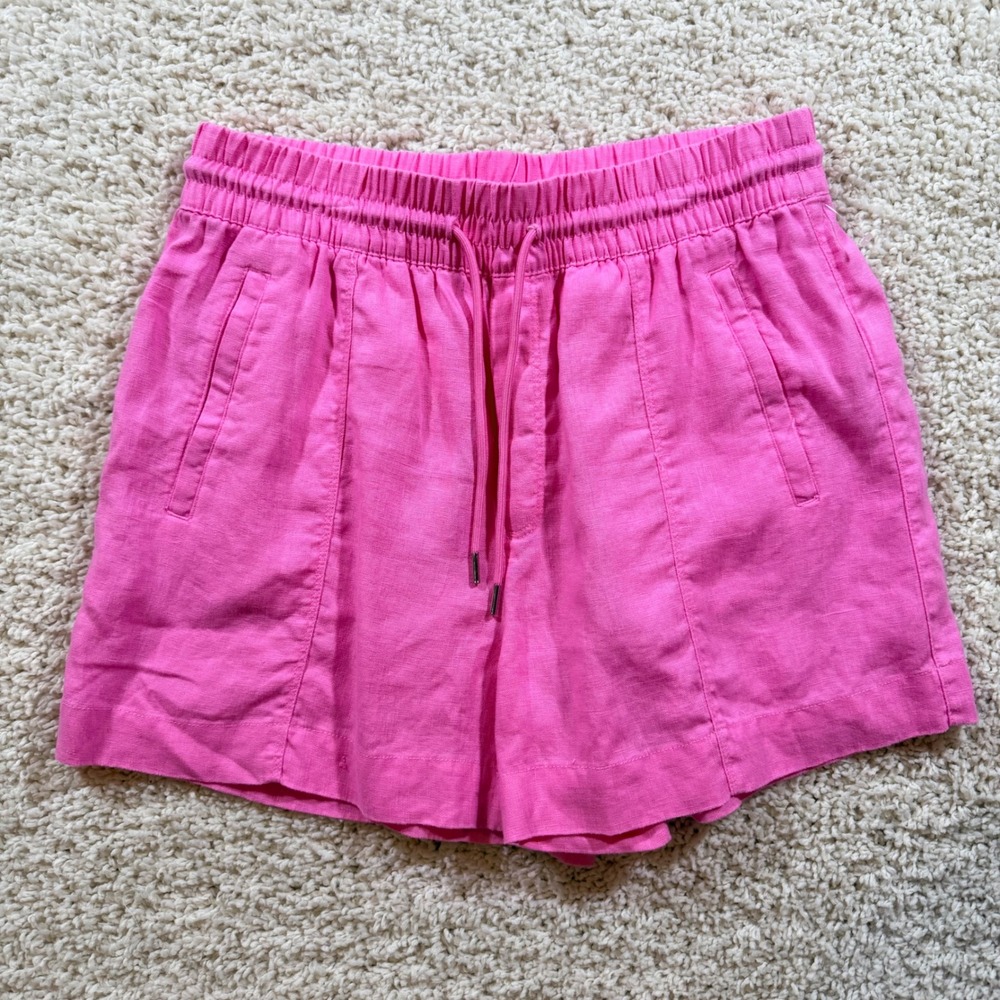 Athleta Retreat Pink Linen Shorts M Preppy Coastal Resort Beach